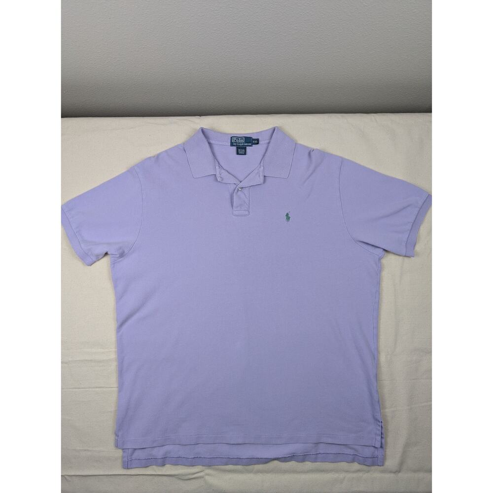 Vintage Polo Ralph Lauren Shirt Men's 2XL Purple Short Sleeve Cotton Green Pony